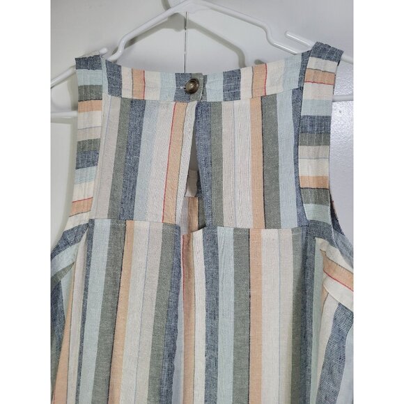 FOR CYNTHIA Women’s XL Striped Linen Blend Sleeveless Shift Dress Beach Coastal - Picture 5 of 9